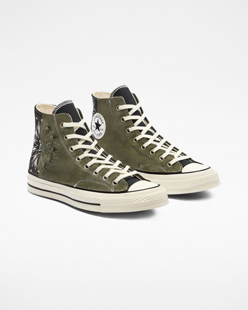 Tenis Converse Chuck 70 LTD Paisley Camurça Cano Alto Feminino Pretas Verdes | PT M017T8P